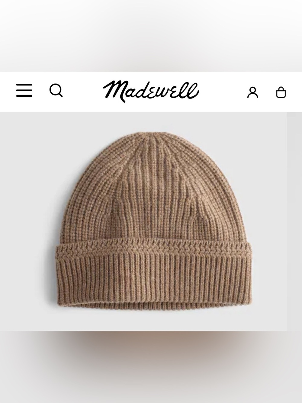 NEW NWT Madewell Womenโs Wool Cashmere Blend Knit Beanie Winter Hat Sand Beige